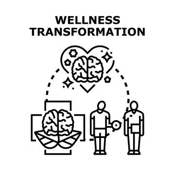 Wellness transformation concept with human brain and fitness イラスト素材