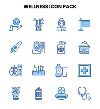 Wellness Two Colour Bundle Icons Pack Stock Illustration