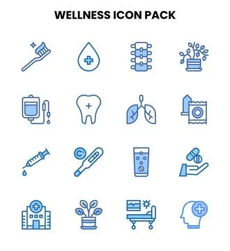 Wellness Two Colour Bundle Icons Pack Stock Illustration