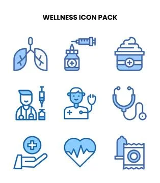 Wellness Two Colour Set Icons Pack Stock Illustration