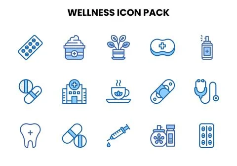 Wellness Two Colour UI Icons Pack Stock Illustration