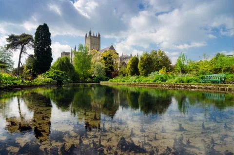 Wells Cathedral reflection Stock Photos