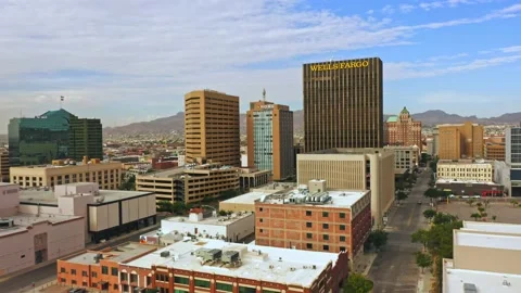 Wells Fargo building in Downtown El Paso Texas Stock Footage