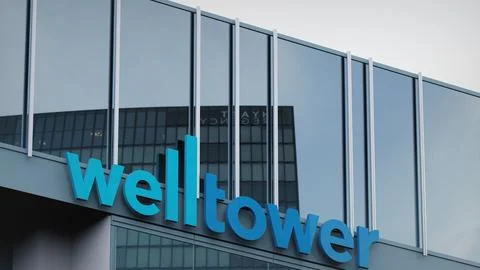 Welltower Stock data presented on the logo of the office facade editorial Stock Photos