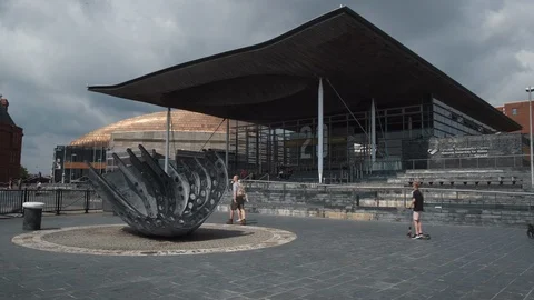 Welsh Assembly (Senedd), in Cardiff Bay Cardiff Wales Stock Footage 113644172