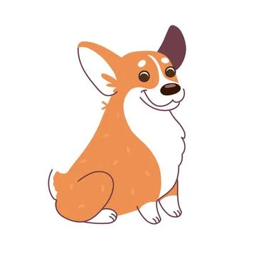 Welsh corgi dog is sitting. Vector illustration in flat style isolated on white Stock Illustration