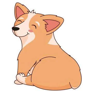 Welsh corgi turns vector cartoon illustration イラスト素材