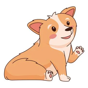 Welsh corgi waves paw vector cartoon illustration イラスト素材