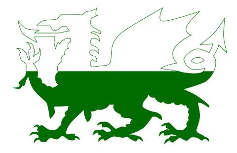 Welsh Dragon Flag Silhouette Stock Illustration