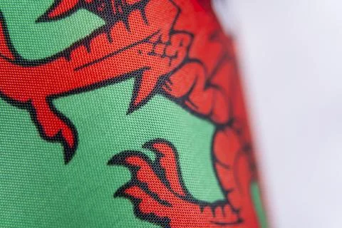 Welsh Dragon Flag Textile Macro Detail Closeup Stock Photos