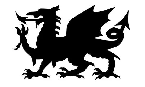 Welsh Dragon Silhouette Stock Illustration