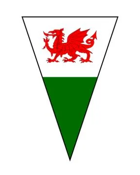 Welsh Flag As Bunting Triangle Stock Illustration