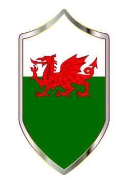 Welsh Flag On A Crusader Shield Stock Illustration