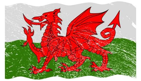 Welsh Flag Grunged Stock Illustration