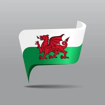 Welsh flag map pointer layout. Vector illustration. Illustrazione stock