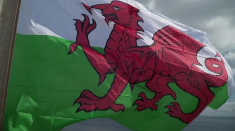 Welsh Flag Slow Motion Stock Footage 68400131