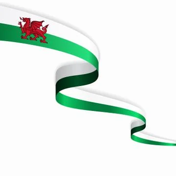 Welsh flag wavy abstract background. Vector illustration. Stock Illustration