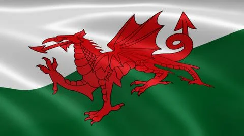 Welsh flag in the wind Foto stock