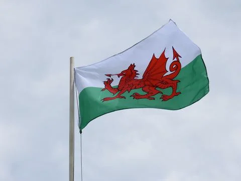 Welsh flag in wind Stock Photos