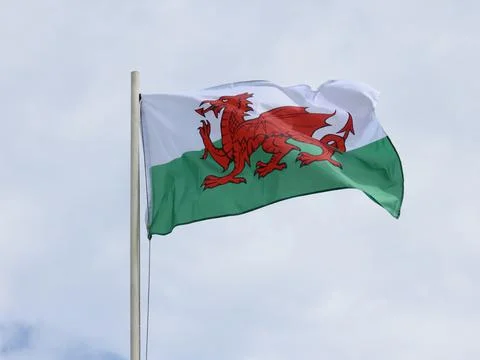 Welsh flag in wind Stock Photos