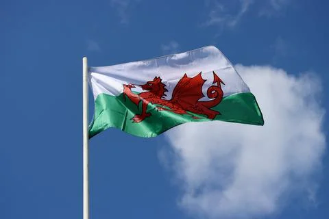 Welsh flag in wind Stock Photos