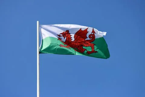 Welsh flag in wind Stock Photos