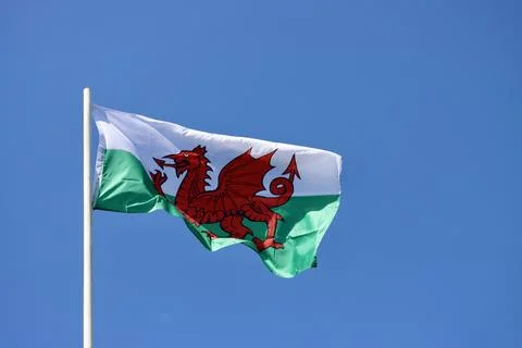 Welsh flag in wind Stock Photos