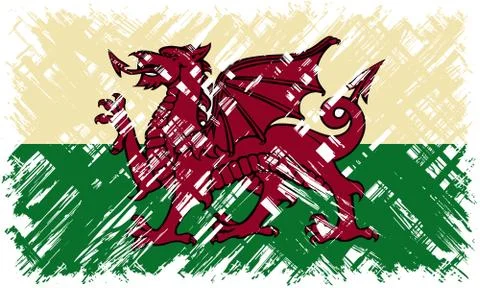 Welsh grunge flag. Vector illustration Stock Illustration