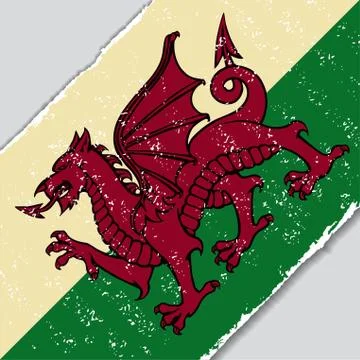 Welsh grunge flag. Vector illustration Stock Illustration
