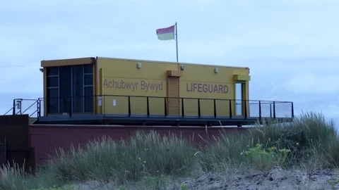 A Welsh Lifeguard Outpost Stock-Footage 92786401
