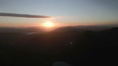 Welsh mountain landscape dark sunset aerial view Video stock 239067189