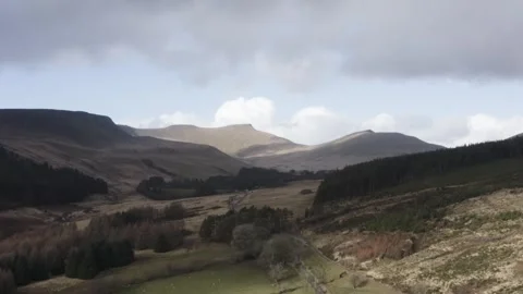 Welsh Mountains fly over Stock Footage 244936935
