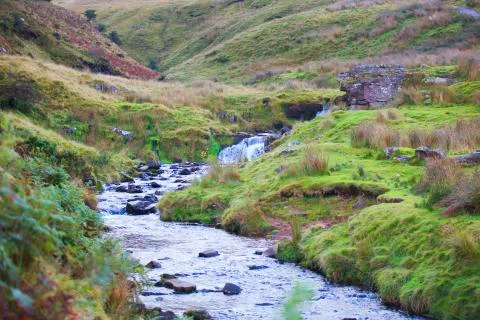 Welsh river hills  Stock Photos
