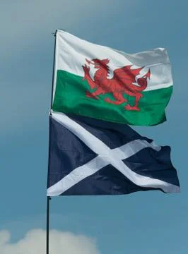 Welsh &amp; Scottish Flags Stock Photos