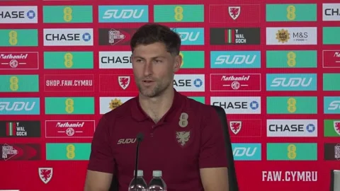 Welsh team has 'a lot of confidence' going into Denmark game, captain says Stock Footage 346969585