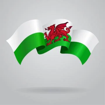 Welsh waving Flag. Vector illustration Stock Illustration