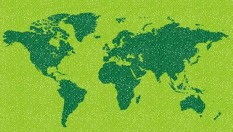 Weltweites Internet-Netzwerk mit Platine World wide internet network with ... Foto stock
