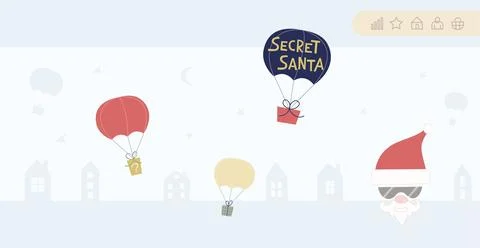Wen Banner Template, page with vector illustration about Secret Santa event Stock Illustration