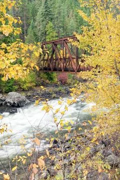 Wenatchee River and bridge. Stock Photos