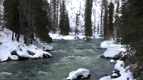 Wenatchee river in winter Stock Footage 169536978