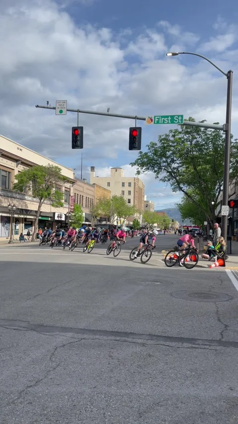 Wenatchee, WA, USA - 6 May 2023 Bicycle road race competition. Cycle city race Stock Footage 245961876
