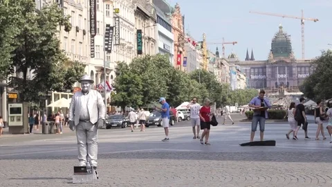 Wenceslav Square in summer time Stock Footage 84172693