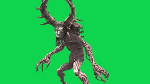 Wendigo Green Screen Attacks Loop 3D Rendering Animation Stock Footage 159820956