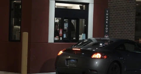 Wendy's Drive Through Window - Night - 4k Stock Footage 71107801