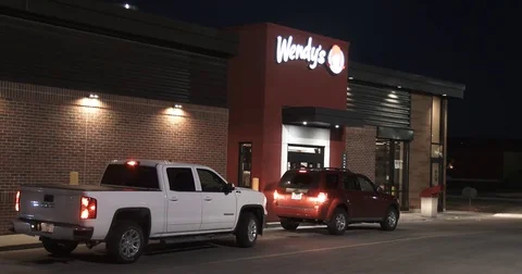 Wendy's Drive Thru - Night - 4k Stock Footage 71107196