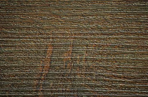 Wenge walnut, a flat surface with traces of rough processing, close-up. Stockfoto's