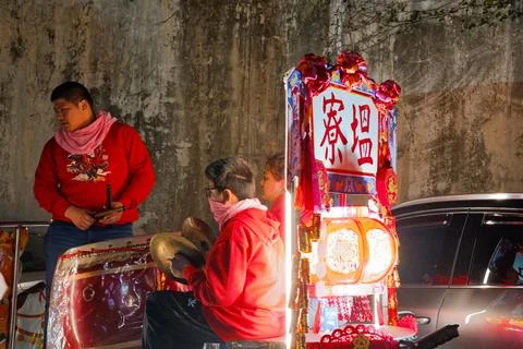 Wenliao Beiguan Music Float at Shezi Earth God Lantern Yuanxiao Festival Fotos Stock