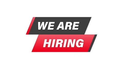 Were hiring bubble message banner on white background. Yellow and red. Motion Stock Footage 153488902