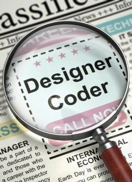 We're Hiring Designer Coder. 3D Illustrazione stock