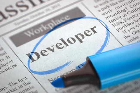 We're Hiring Developer 스톡 일러스트